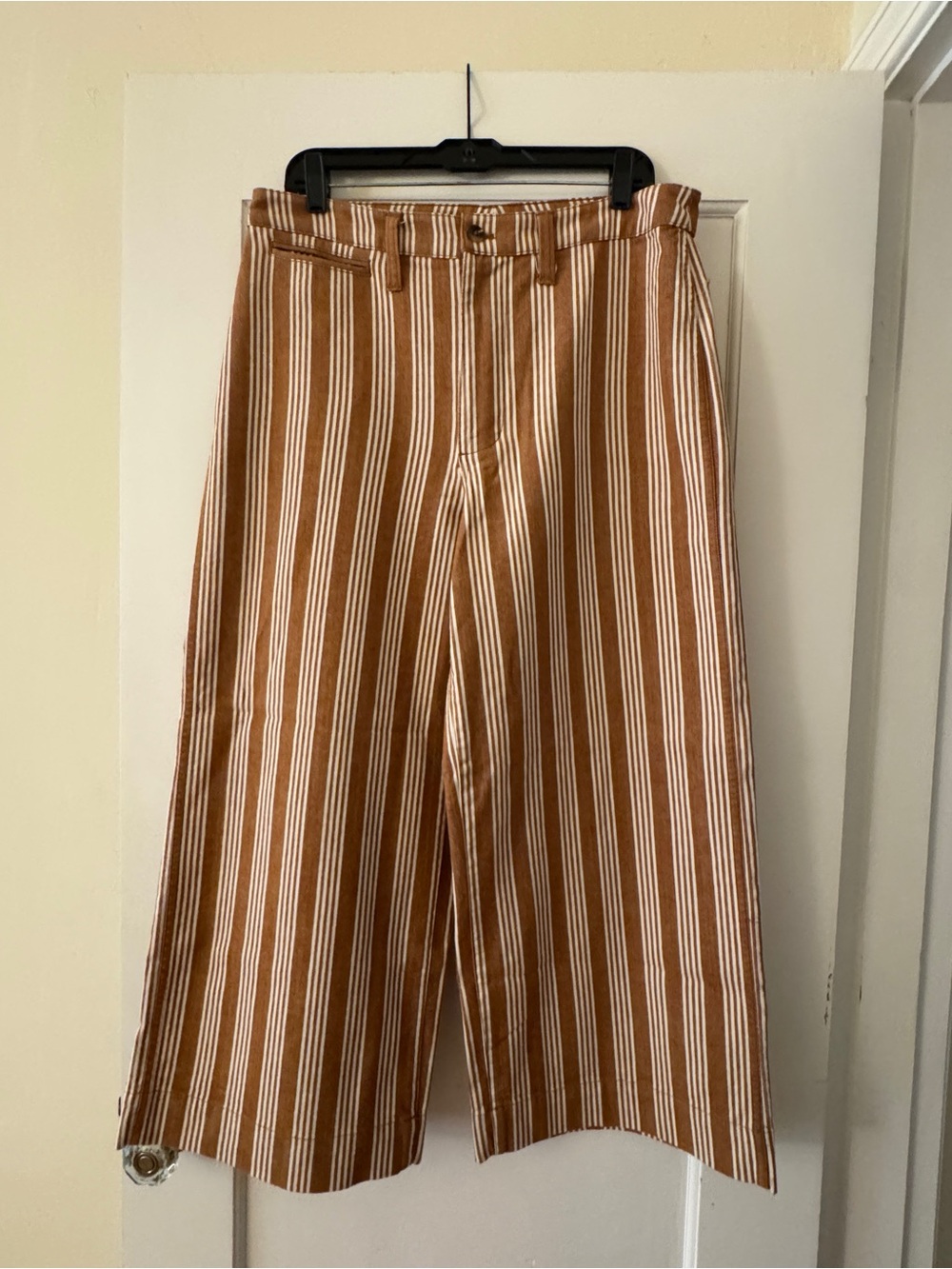 LIKE NEW! Madewell Striped Brown & White Womens Wide-Leg Pants